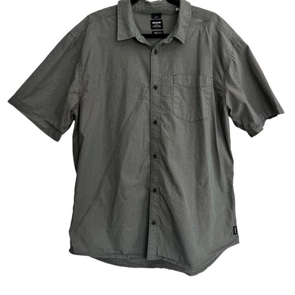 prAna Park Hill Button Shirt XXL Standard Fit Short Sleeve Organic Cotton Green - Picture 5 of 9